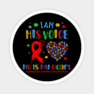 Hemolytic Anemia Awareness Support Red Ribbon Magnet